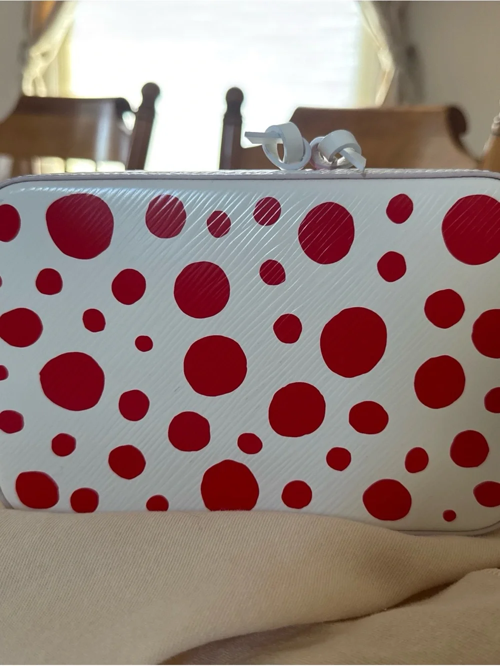 Louis Vuitton x Yayoi Kusama NeoNoe BB bag in White and Red Epi Leather